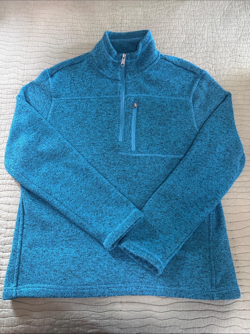 Merona Teal Heathered Quarter-Zip Pullover